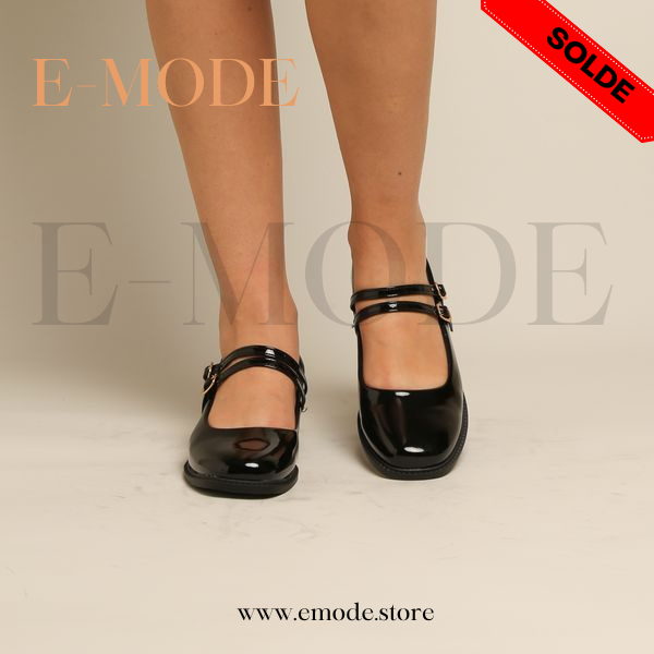 Mocassin -Mary Jane - Noir vernis REF-0761
