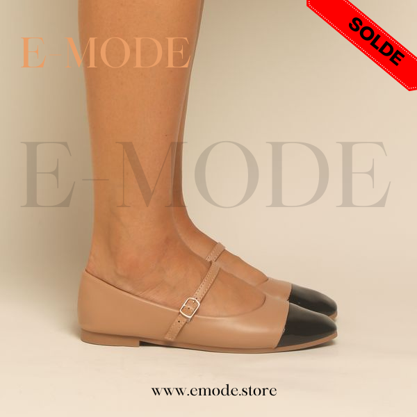 Mocassin -Mary Jane - Marron et noir  REF-0781