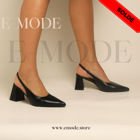 Escarpin Slingback-Simili cuir NOIR / REF-0782