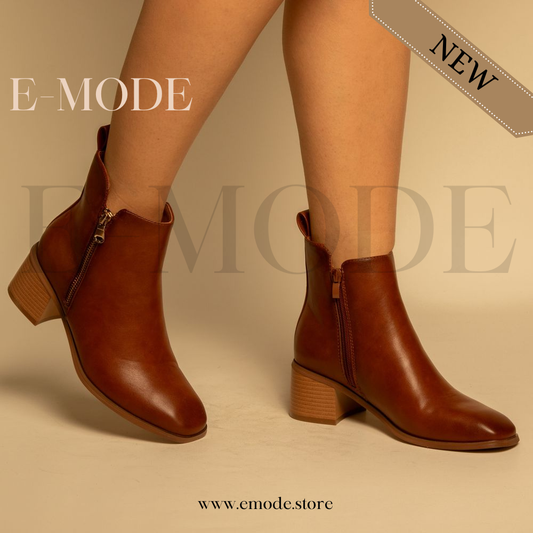 Bottines - Simili cuir - Marron- REF-0803