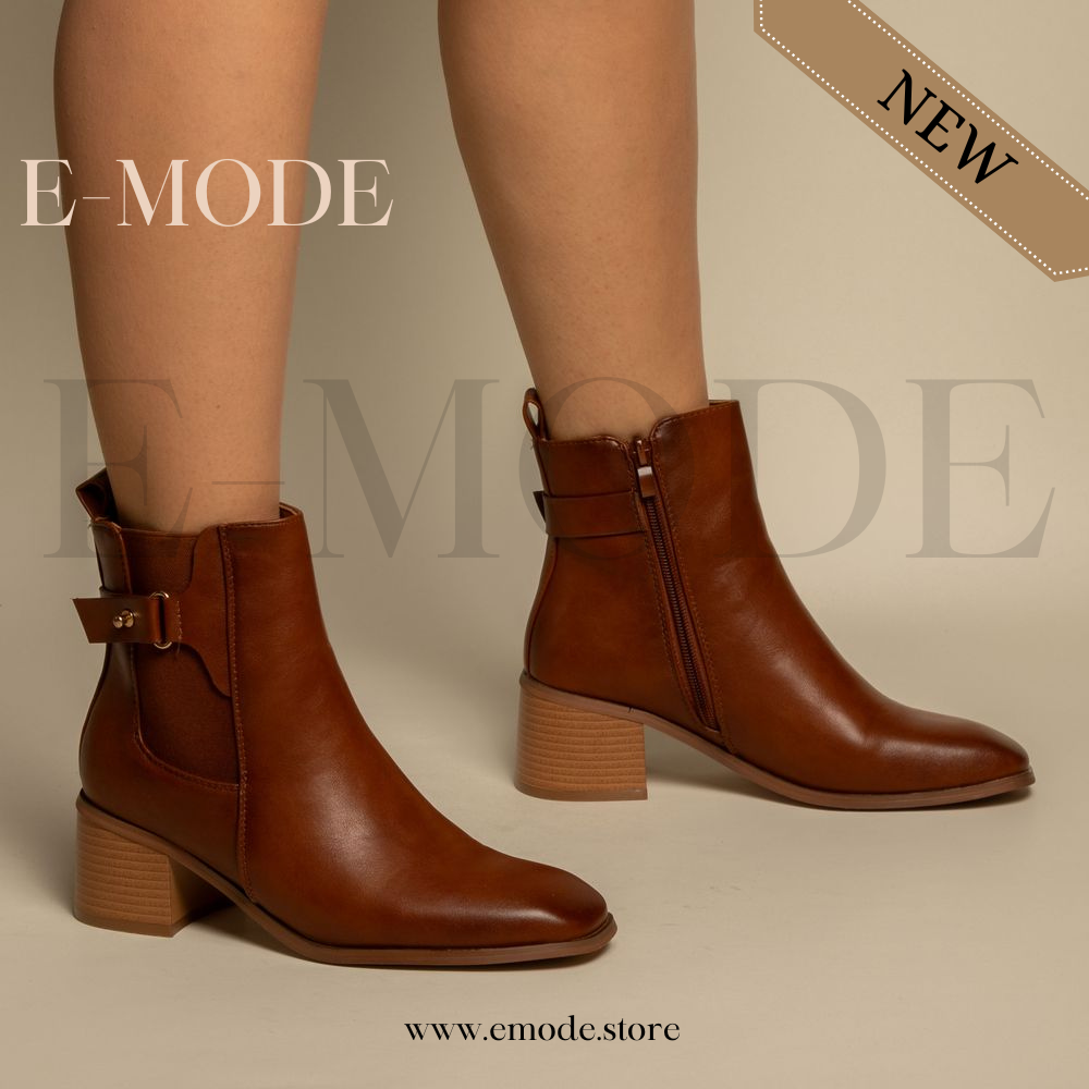 Bottines - Simili cuir - Marron- REF-0807