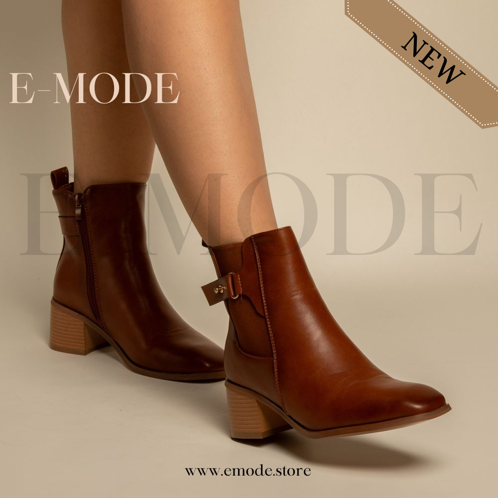 Bottines - Simili cuir - Marron- REF-0807