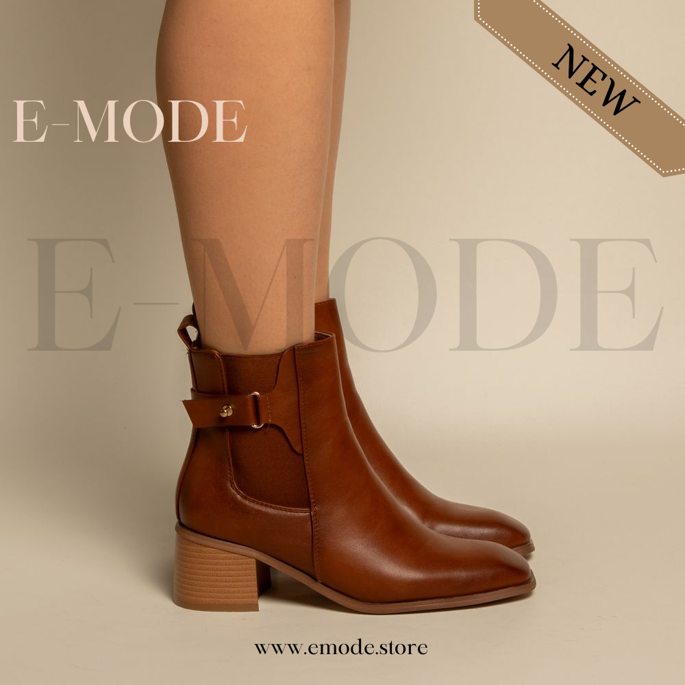 Bottines - Simili cuir - Marron- REF-0807