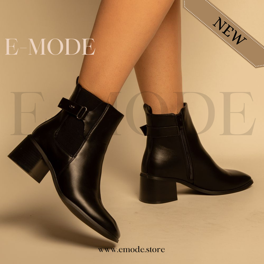 Bottines - Simili cuir - Noir- REF-0808