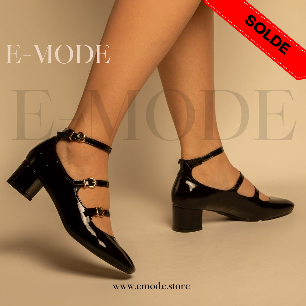 Escarpin - Simili cuir Vernis- Noir / REF-0810
