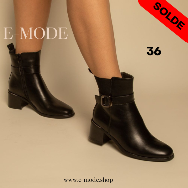 Bottines - Simili cuir - Noir- REF-0821