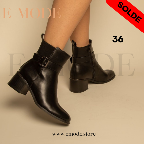 Bottines - Simili cuir - Noir- REF-0821