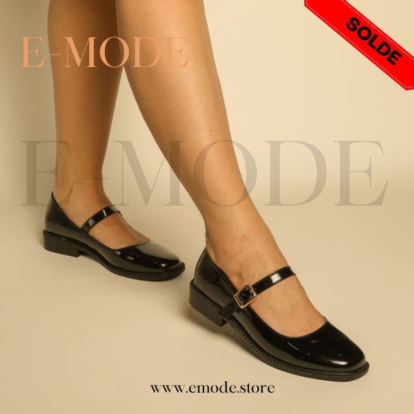 Mocassin -Mary Jane-Noir vernis REF-0836