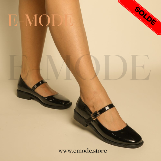 Mocassin -Mary Jane-Noir vernis REF-0836