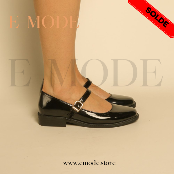 Mocassin -Mary Jane-Noir vernis REF-0836