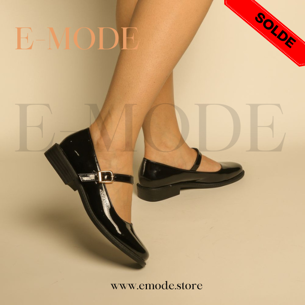Mocassin -Mary Jane-Noir vernis REF-0836
