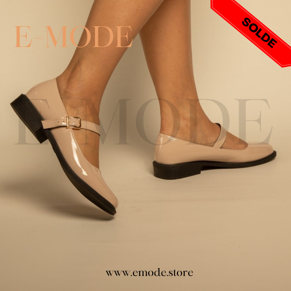 Mocassin -Mary Jane-Beige vernis REF-0837