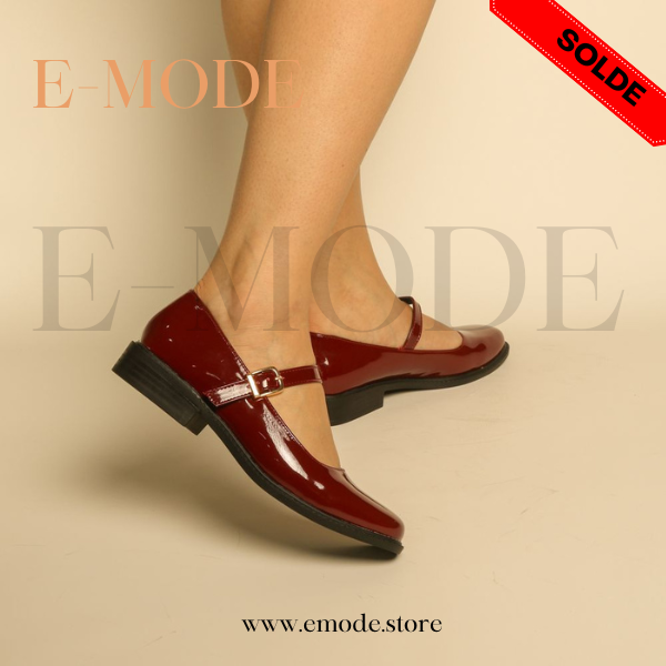 Mocassin -Mary Jane-Rouge vernis REF-0838