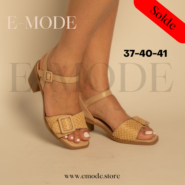 Sandale a Talon avec Boucle Beige / REF-0880