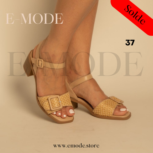 Sandale a Talon avec Boucle Beige / REF-0880