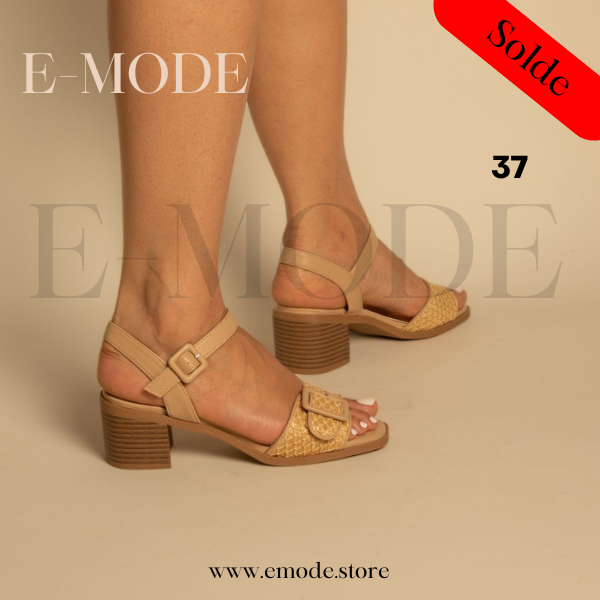 Sandale a Talon avec Boucle Beige / REF-0880