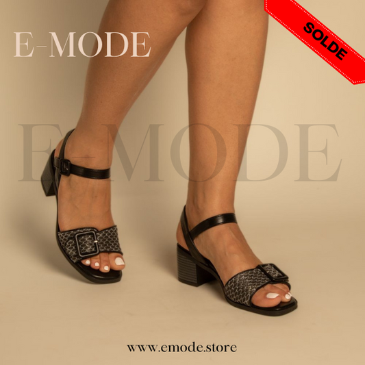 Sandale a Talon avec Boucle Noir / REF-0881