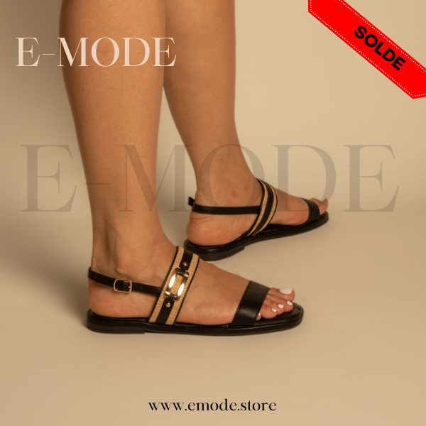 Sandale Plate Noir / REF-0887