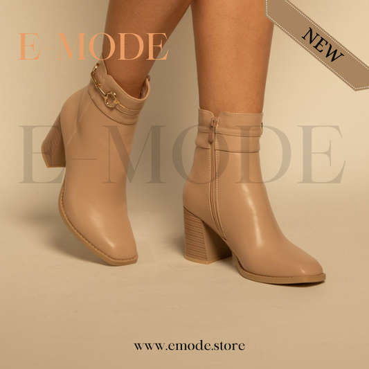 Bottines a Talons avec boucle Beige Khaki REF-0892