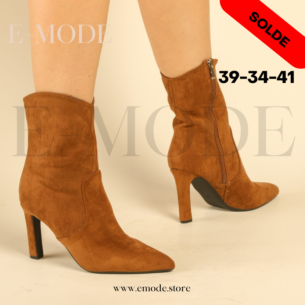 Bottines A Talons - Daim - Marron - REF-0911