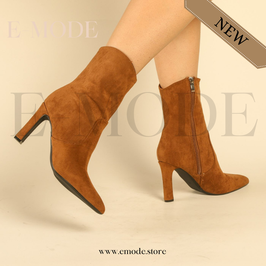 Bottines A Talons - Daim - Marron - REF-0911
