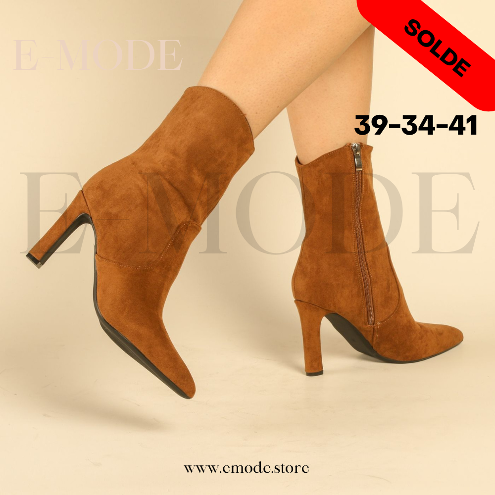 Bottines A Talons - Daim - Marron - REF-0911