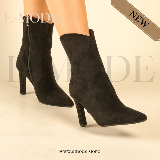 Bottines A Talons - Daim - Noir -REF-0913