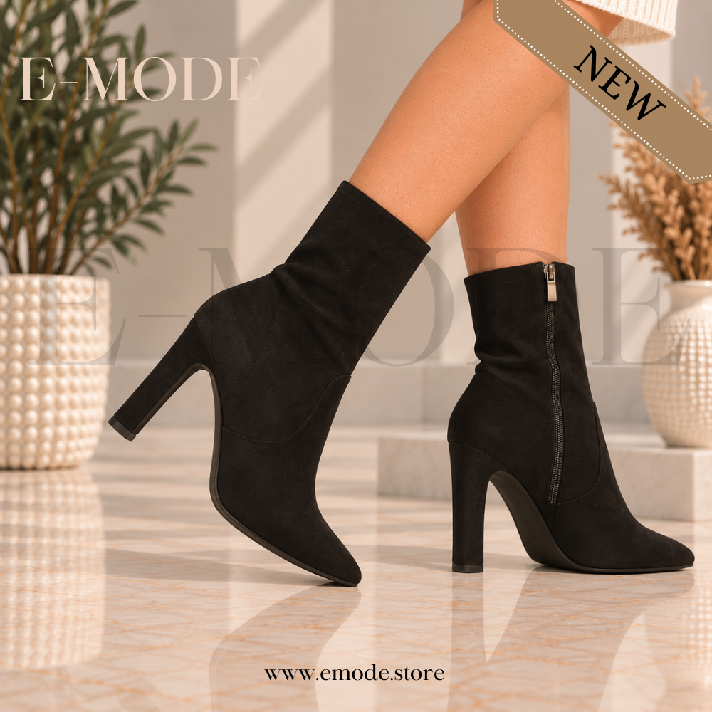 Bottines A Talons - Daim - Noir -REF-0913