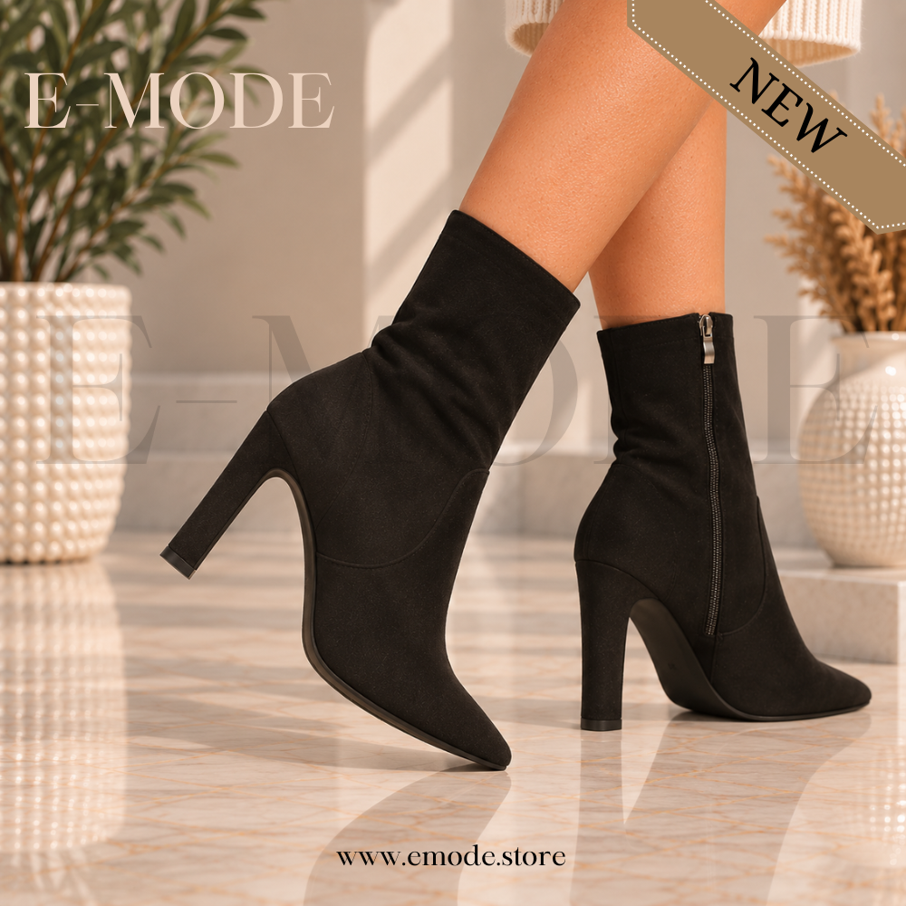 Bottines A Talons - Daim - Noir -REF-0913