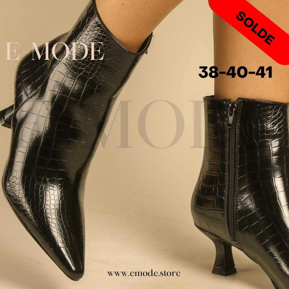 Bottines Croco Noir REF-0927