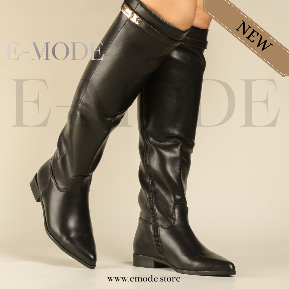 Bottes Cavalière Plates  -Noir- REF-0933