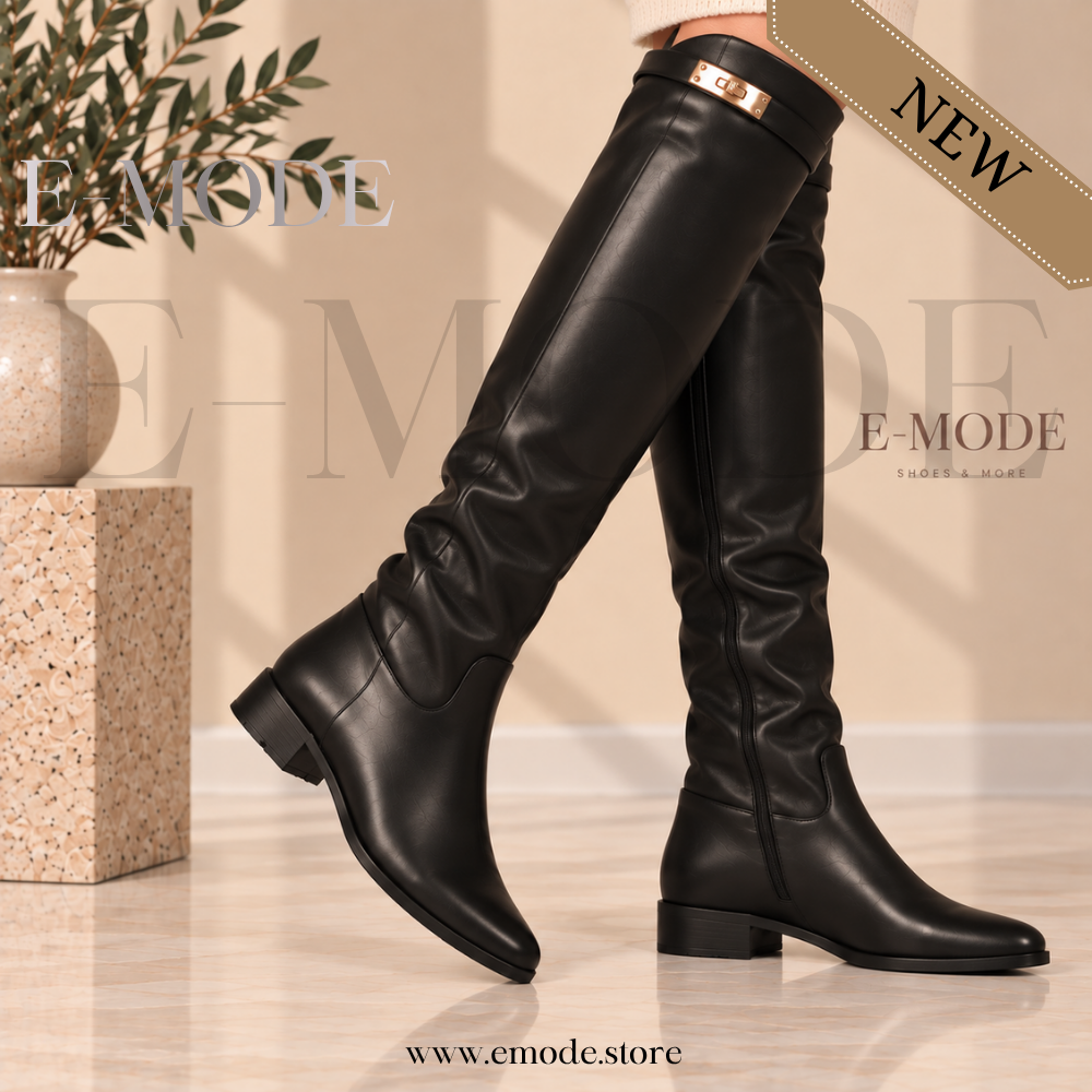 Bottes Cavalière Plates  -Noir- REF-0933