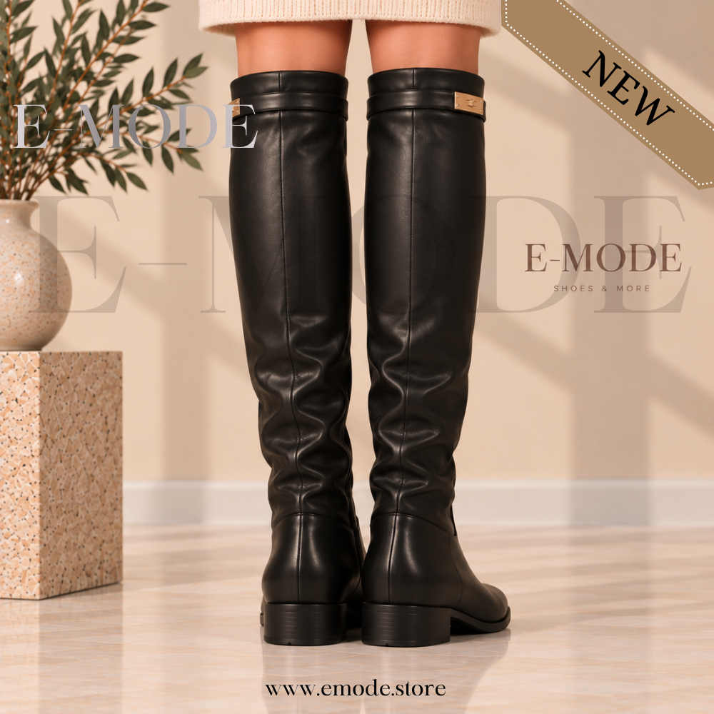 Bottes Cavalière Plates  -Noir- REF-0933