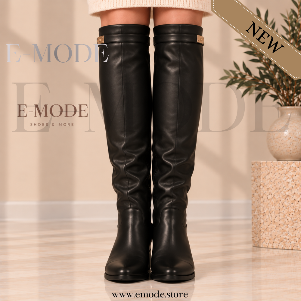 Bottes Cavalière Plates  -Noir- REF-0933