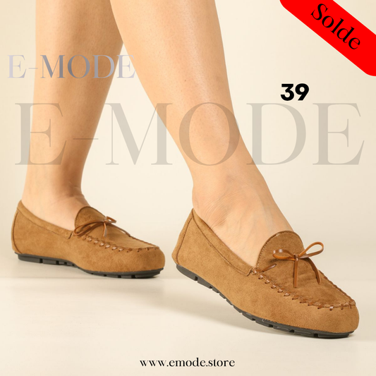 Mocassins Femme Daim Camel-REF-0950