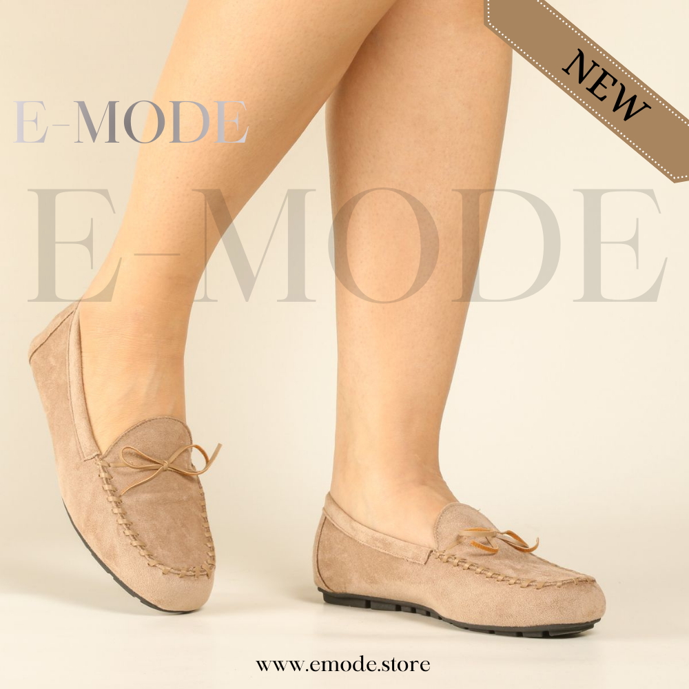 Mocassins Femme -Daim- Beige-REF-0951