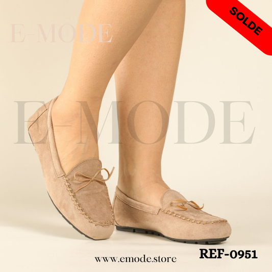 Mocassins Femme -Daim- Beige-REF-0951