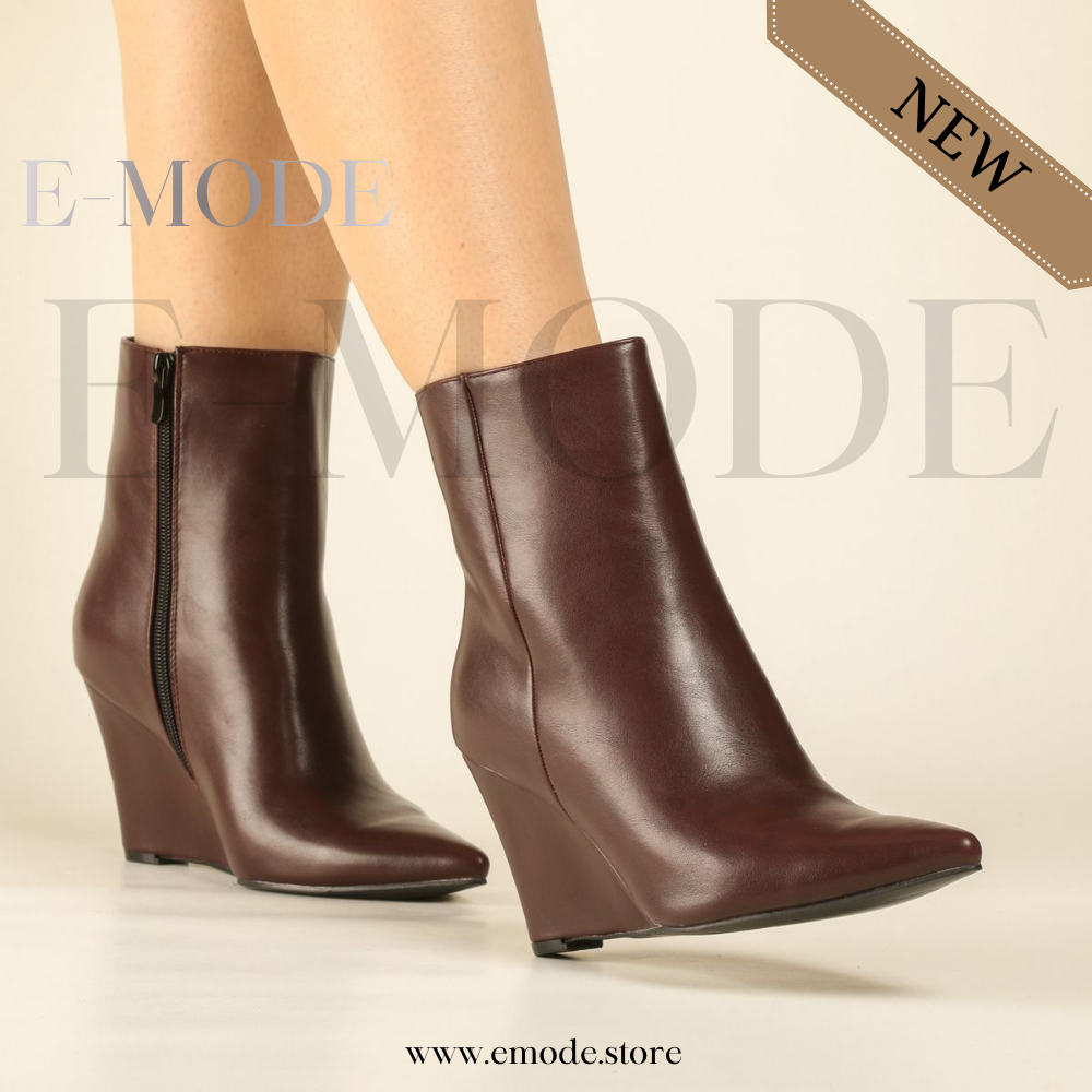 Bottines a talons Compensé -Bordeaux- REF-0954