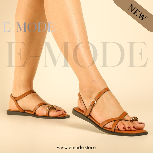 Sandales Plates Marron Camel - REF-0970