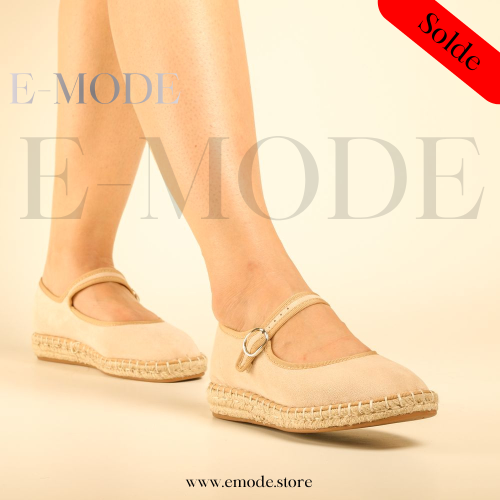 Espadrille avec boucle - Beige - REF-0974