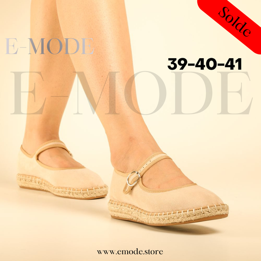Espadrille avec boucle - Beige - REF-0974