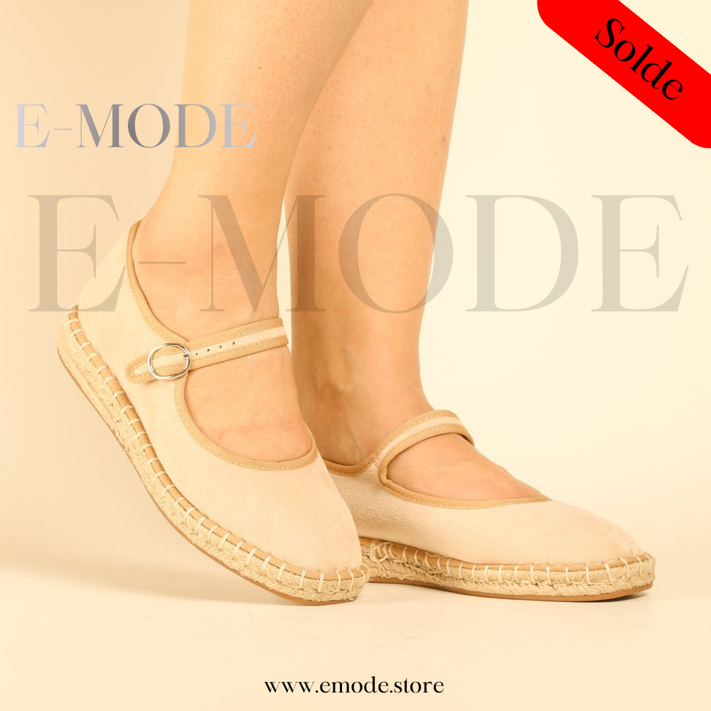 Espadrille avec boucle - Beige - REF-0974
