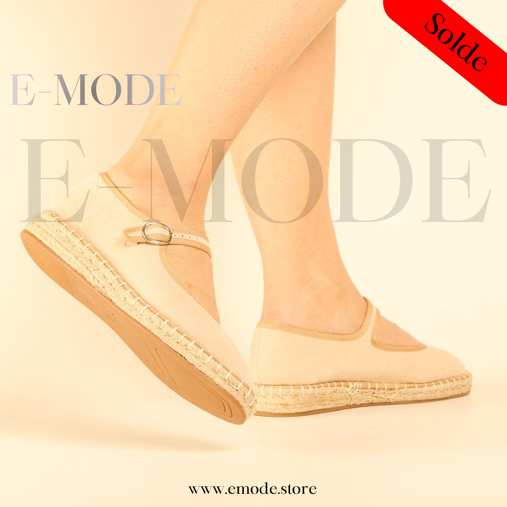 Espadrille avec boucle - Beige - REF-0974