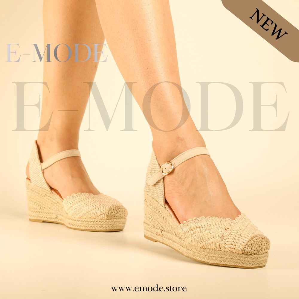 Sandales semelles Raphia - Beige - REF-0975