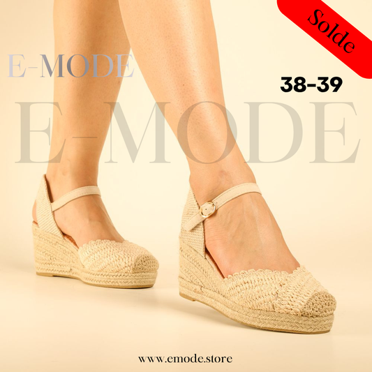 Sandales semelles Raphia - Beige - REF-0975