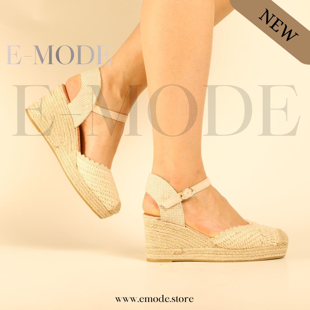 Sandales semelles Raphia - Beige - REF-0975