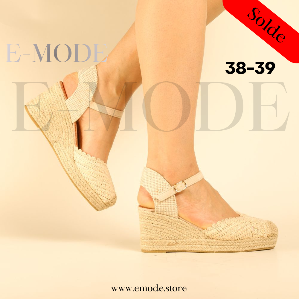 Sandales semelles Raphia - Beige - REF-0975