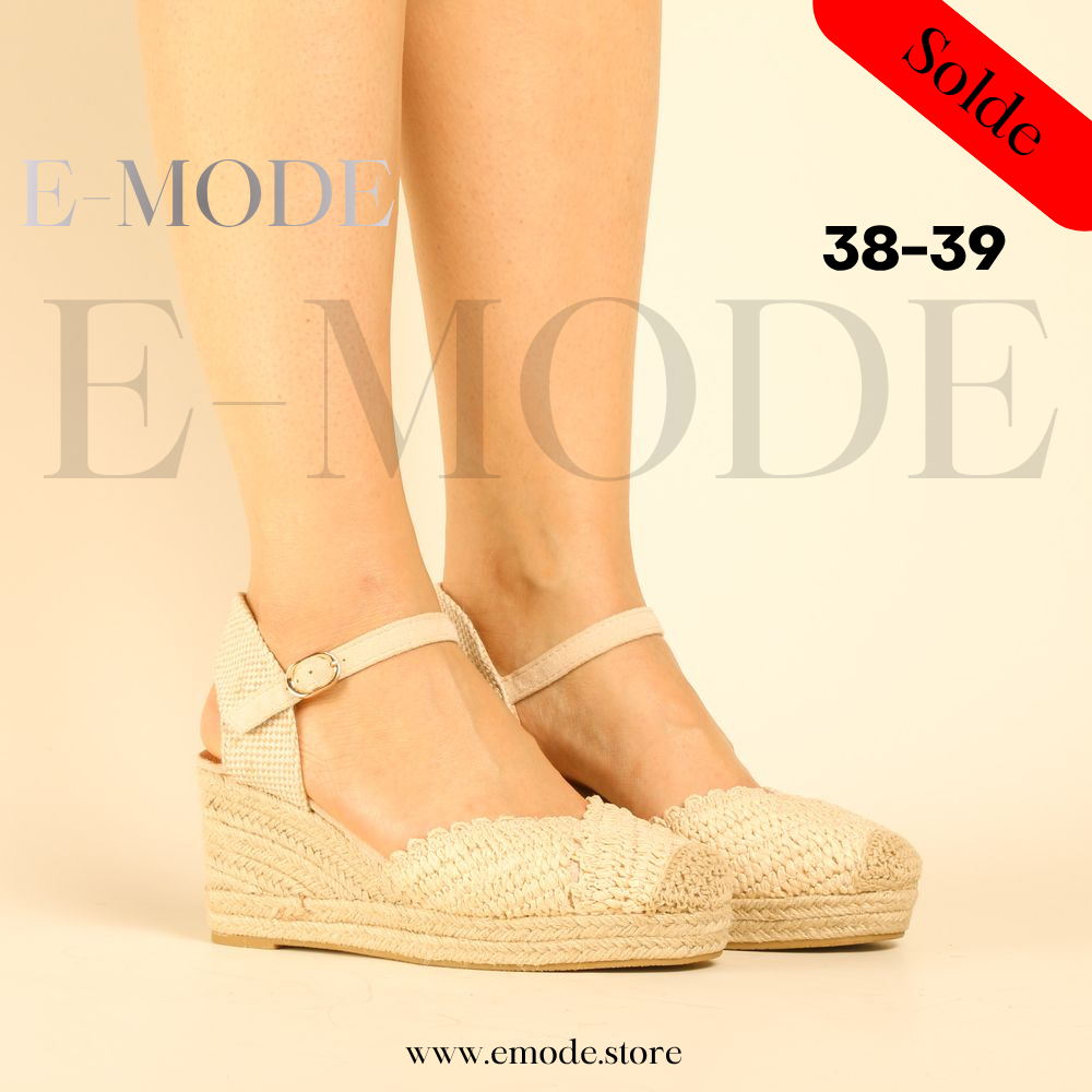 Sandales semelles Raphia - Beige - REF-0975