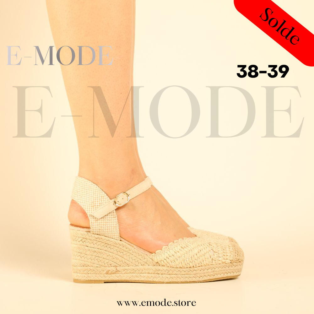 Sandales semelles Raphia - Beige - REF-0975
