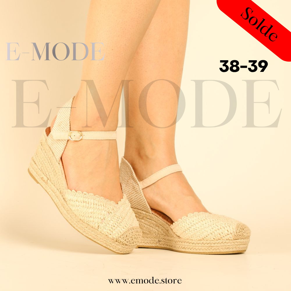 Sandales semelles Raphia - Beige - REF-0975